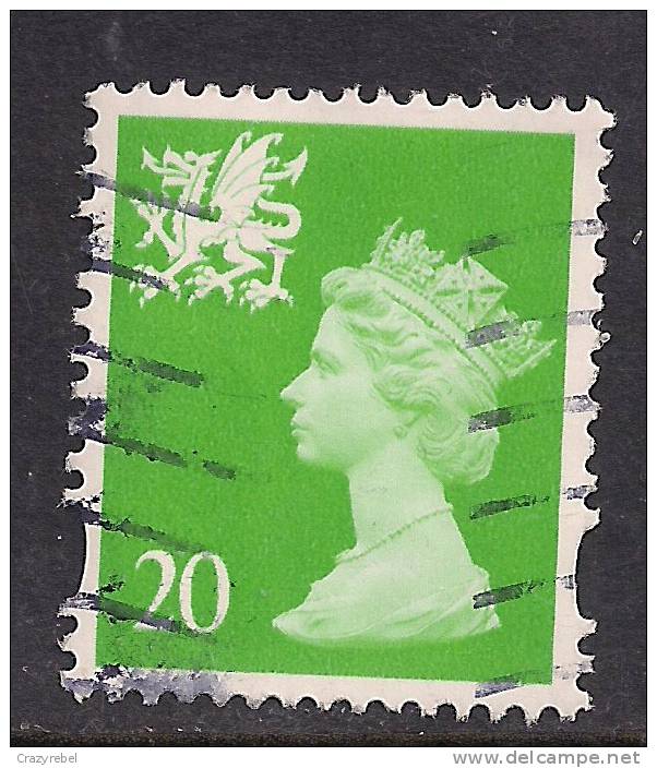 WALES GB 1997 - 98 20p Bright Green Used Machin Stamp No P On Value SG W79.( K521 ) - Wales