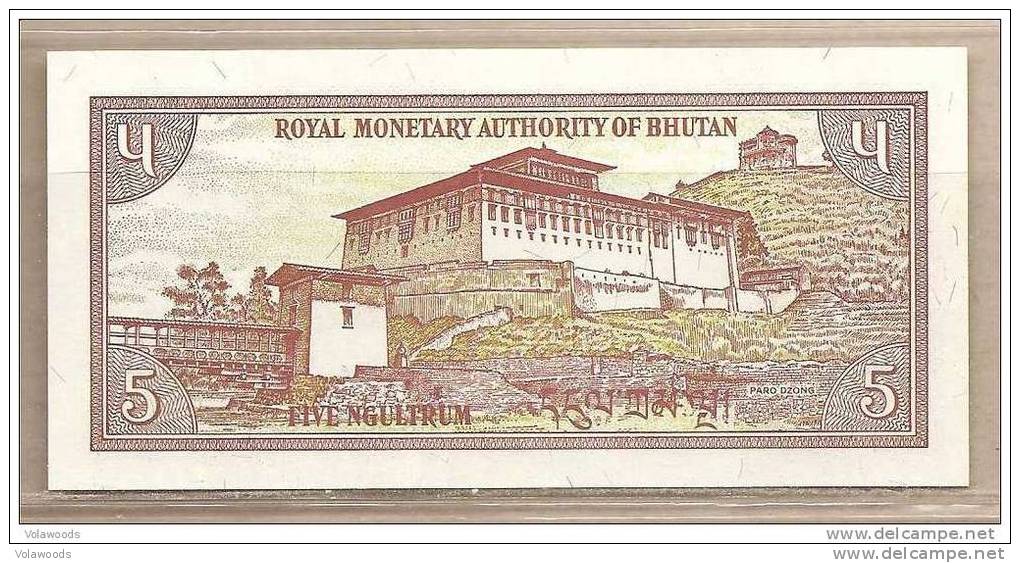 Bhutan - Banconota Non Circolata Da 5 Ngultrum P-14b - 1990 #19 - Bhoutan