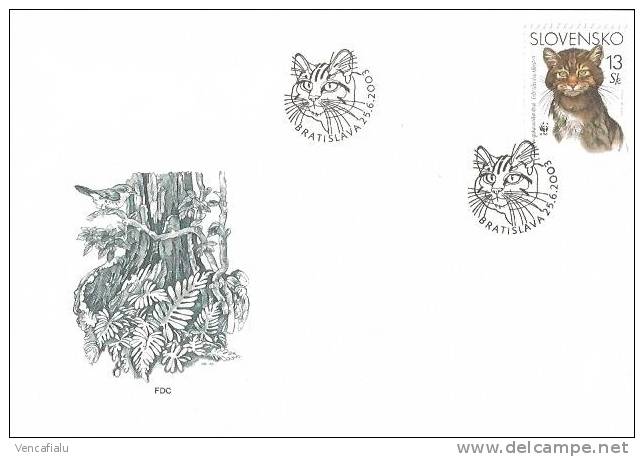 Slovakia 2003 - Wild Cats, WWF, Set Of 4 Local National FDC´s , MNH - FDC