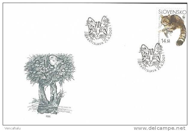 Slovakia 2003 - Wild Cats, WWF, Set Of 4 Local National FDC´s , MNH - FDC