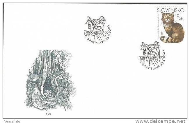 Slovakia 2003 - Wild Cats, WWF, Set Of 4 Local National FDC´s , MNH - FDC