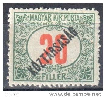 Hungary 1919, Postage Due, Koztarsasag Overprint Mi.49 - MNH - Unused Stamps