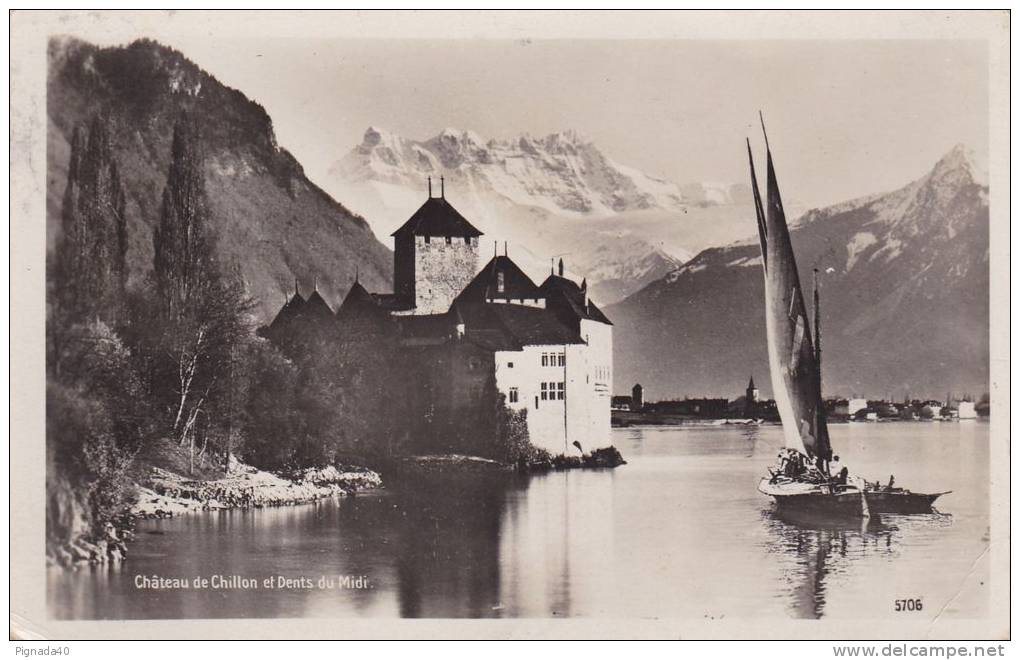 Cp , SUISSE , VEYTAUX , Château De Chillon Et Les Dents Du Midi - Veytaux