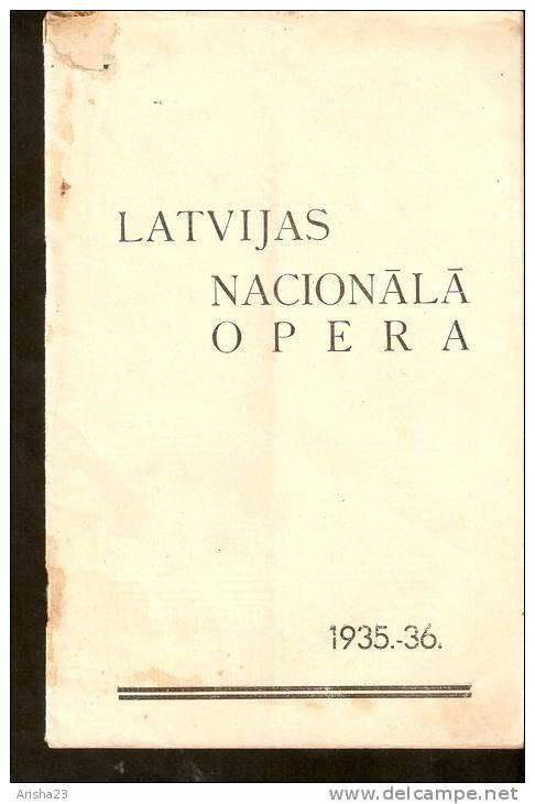 Latvia - Old Latvian National Opera Programm 1935 - 1936 - 36 Pages - R Program - Programs