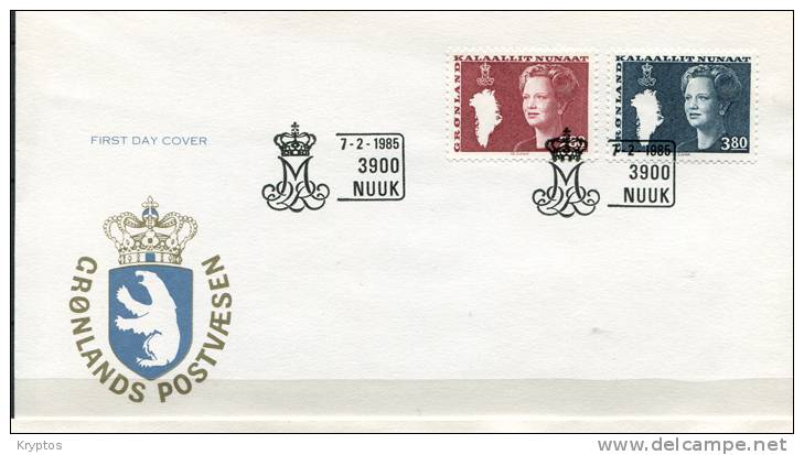 Greenland 1981-89. 7 FDCs. "Queen Margrethe II" - FDC