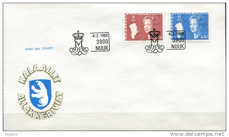 Greenland 1981-89. 7 FDCs. "Queen Margrethe II"