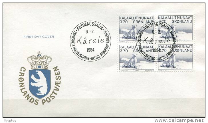 Greenland 1984-86. 4 FDCs - Blocks Of 4 Stamps. - FDC