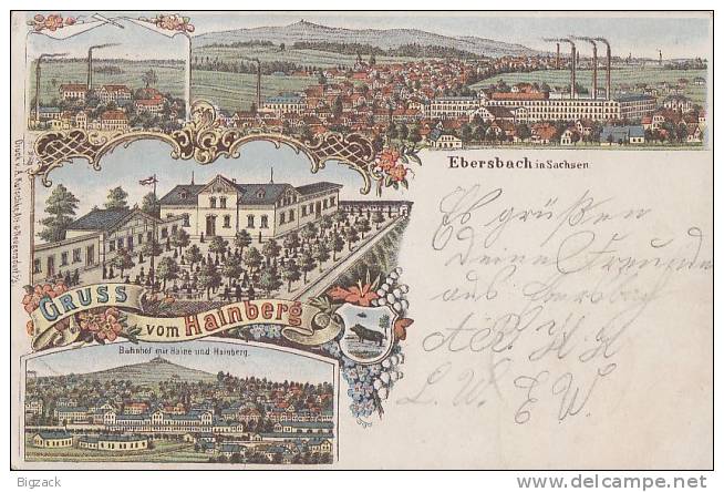 AK Litho Gruss Vom Hainberg, Ebersbach In Sachsen Gelaufen 11.10.99 - Sonstige & Ohne Zuordnung