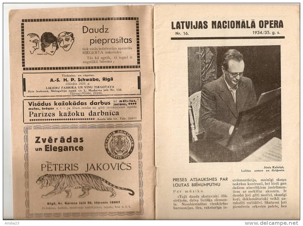 Latvia - Old Latvian National Opera Programm 1934 - 1935 - 44 Pages - R Program - Programs