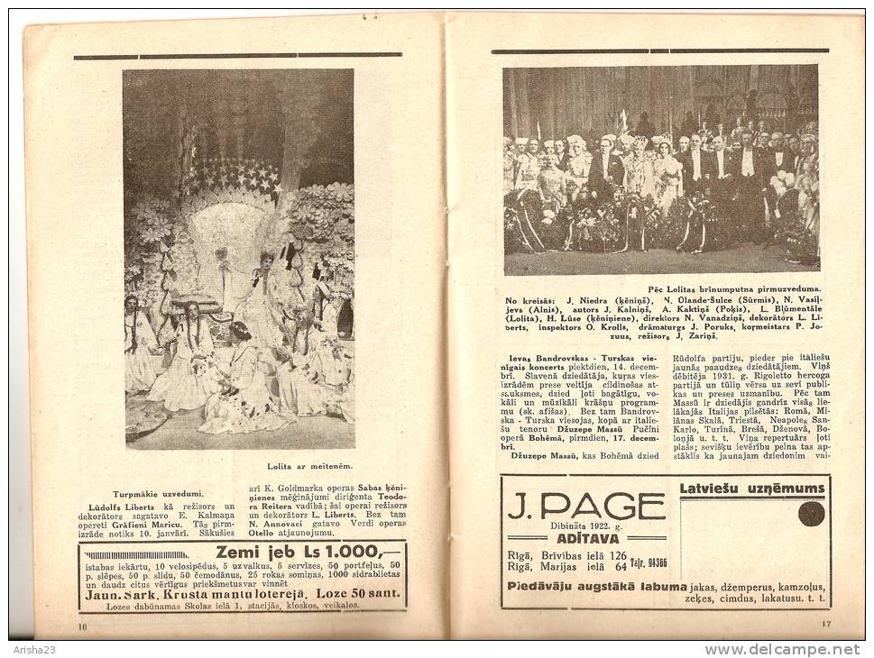 Latvia - Old Latvian National Opera programm 1934 - 1935 - 44 pages - R program