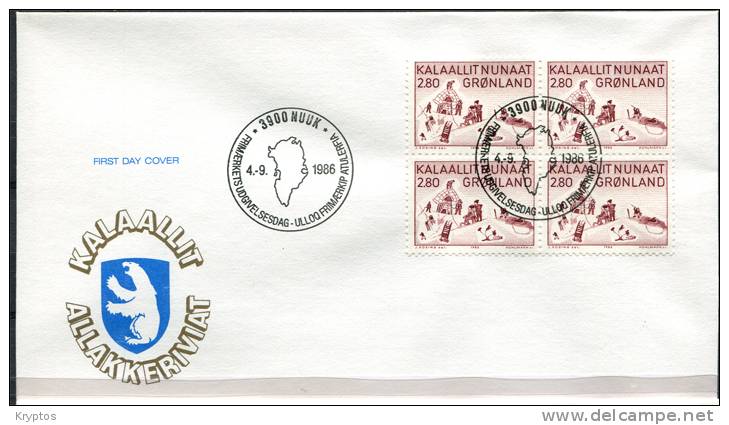 Greenland 1986-87. 3 FDCs - Blocks Of 4 Stamps - FDC