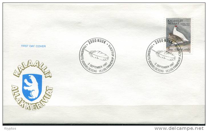 Greenland 1987-89. 10 FDCs "Birds Complete" - FDC