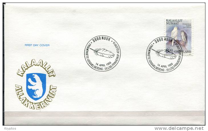 Greenland 1987-89. 10 FDCs "Birds Complete" - FDC