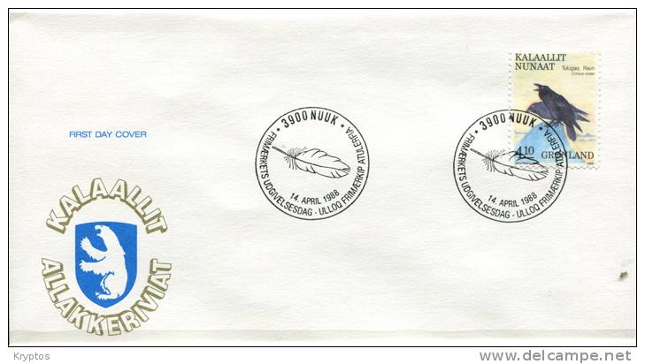 Greenland 1987-89. 10 FDCs "Birds Complete" - FDC