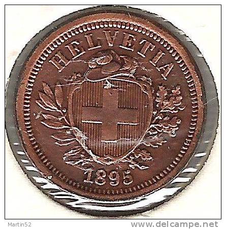 Schweiz Suisse: 1 Rappen / Cent 1895 ( Bronze, O 16mm, 1.5g)   Vz  Xf Gereinigt - Nettoyée - Cleaned - 1 Rappen