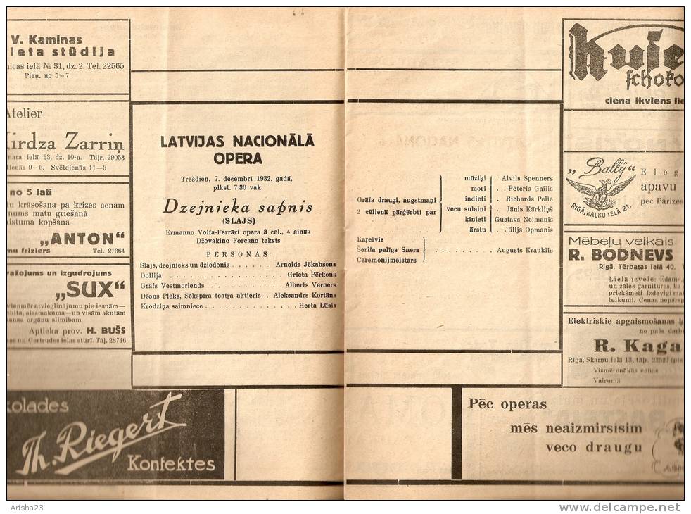 Latvia - Old Latvian National Opera Programm 1932 - 1933 - 24 Pages - R Program - Programs