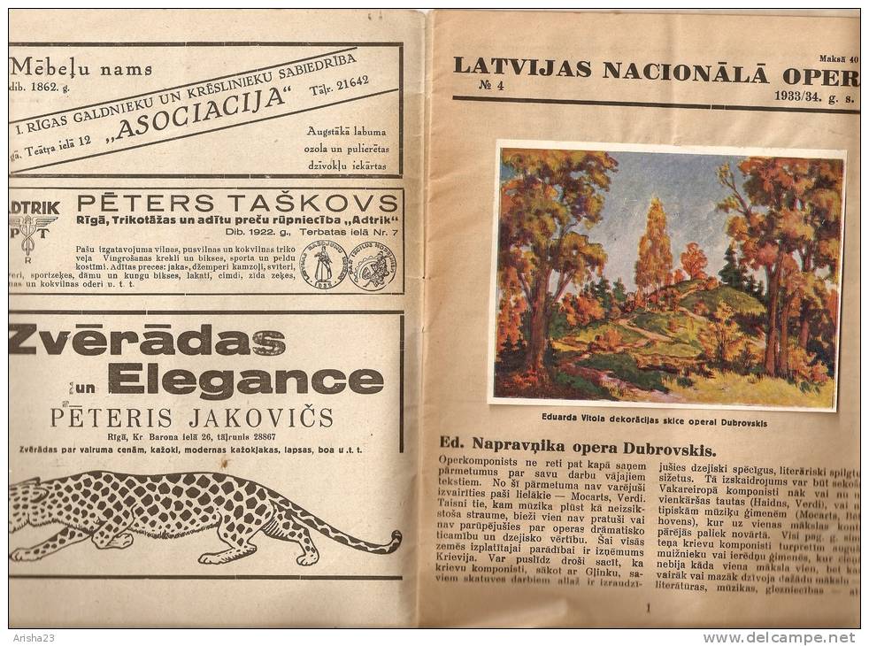 Latvia - Latvian National Opera Programm 1933 - 1934 - 28 Pages - R - Programs