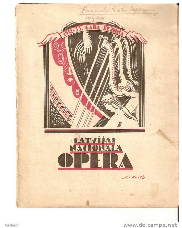 Latvia Old Latvian National Opera Program Programm With Ads 1932 - 1933 - 24 Pages - R - Programs