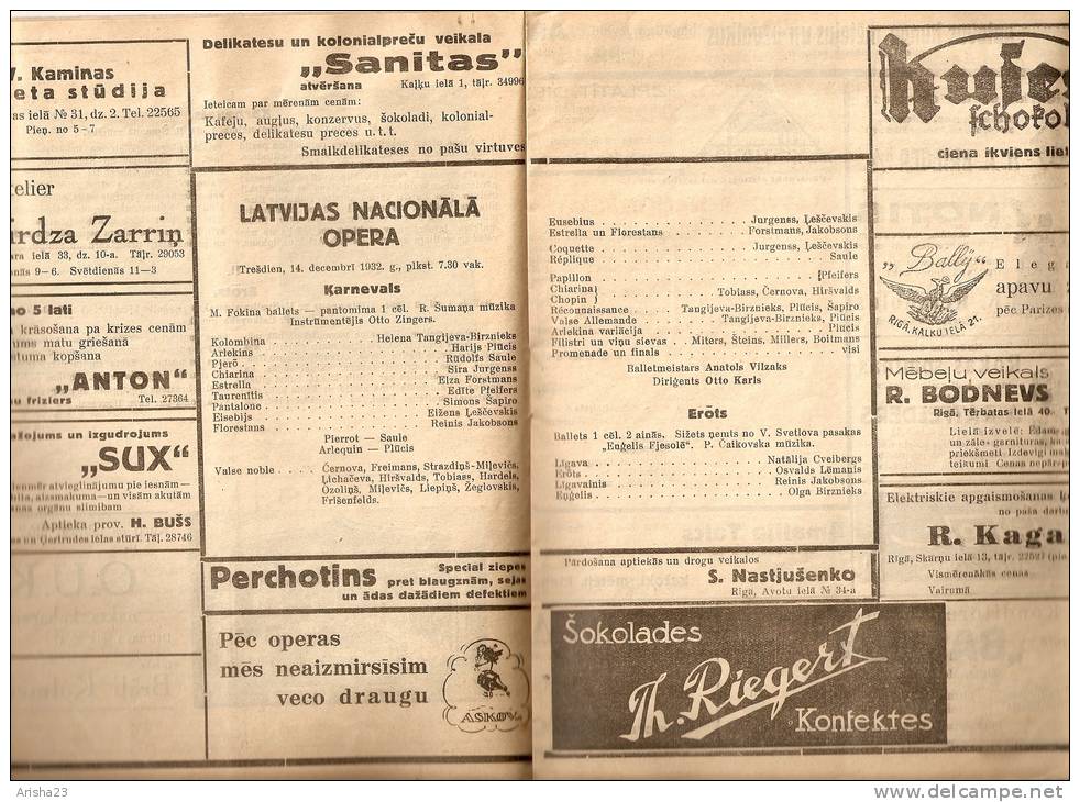 Latvia Old Latvian National Opera Program Programm With Ads 1932 - 1933 - 24 Pages - R - Programs