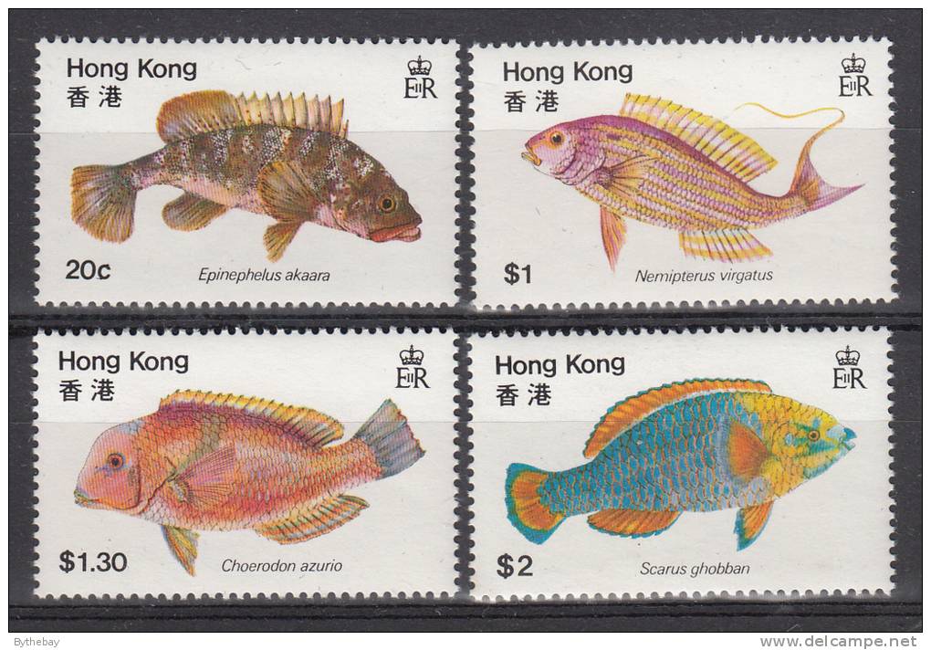 Hong Kong MNH Scott #369-#372 Set Of 4 Fish - Unused Stamps