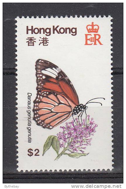 Hong Kong MNH Scott #357 $2 Danaus Genutia - Inklines To Left Of Wings - Ungebraucht