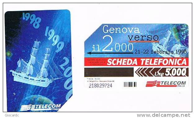 TELECOM ITALIA - C.& C. 2831  - GENOVA VERSO IL 2000: NAVE  - USATA - Públicas Especiales O Conmemorativas