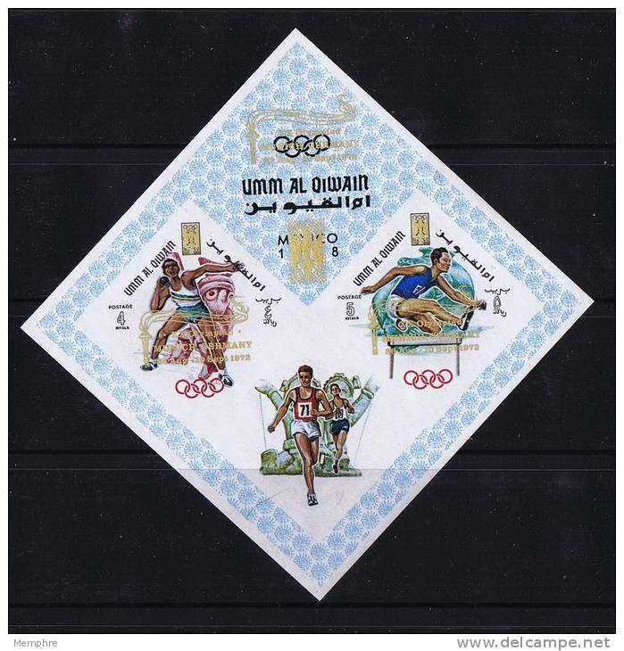 1969 Jeux Olympiques De Munich Surcharge Sur Bloc Non-dentelé  Michel Bloc 16B * - Umm Al-Qiwain