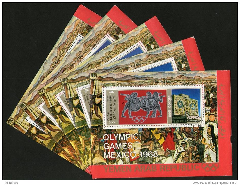 Yemen Arab Republic Mexico Olympic Games Paintings M/s Cancelled X5 # 13455 - Summer 1972: Munich