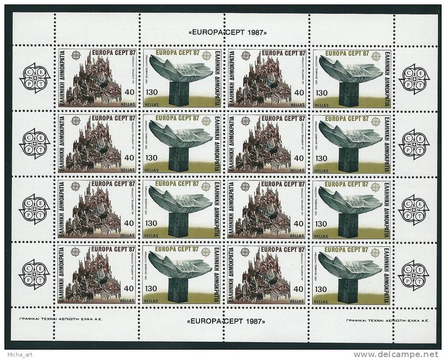 Greece 1987 Europa Cept  Sheet 8 Sets MNH - Ganze Bögen