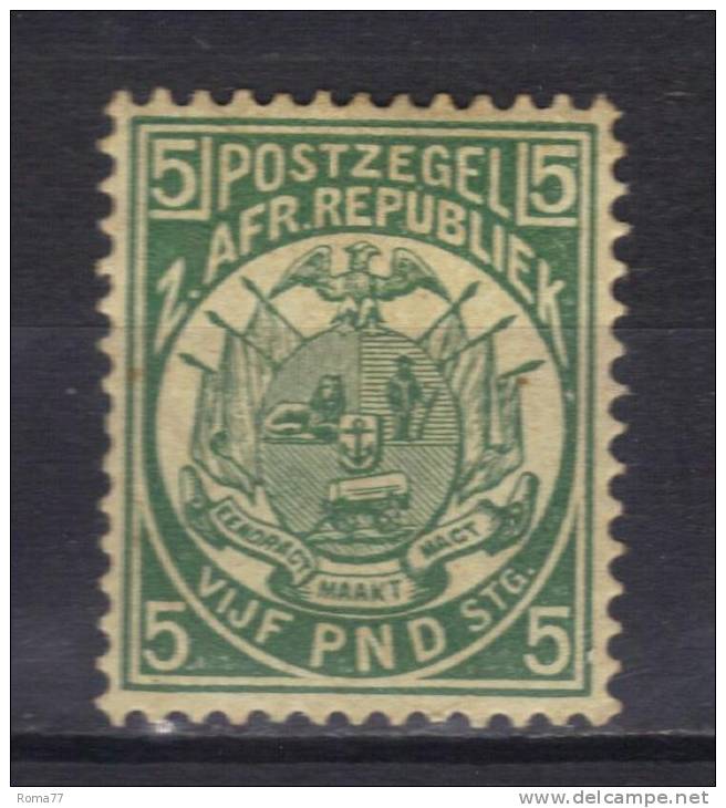 R321 - TRANSVAAL , 5 Sterline Verde N. 86 * Mint . Punto Al Retro . - Transvaal (1870-1909)