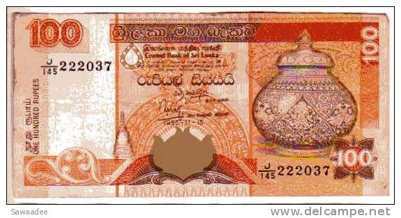 BILLET SRI LANKA - P.111 - 100 RUPEES - 15/11/1995 - RECIPIENT - RECOLTE DU THE - PERROQUET - Sri Lanka