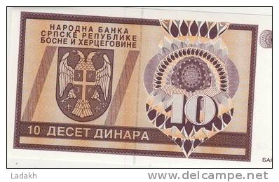 BILLET 10 DINARS # 1992 # NEUF - Bosnië En Herzegovina