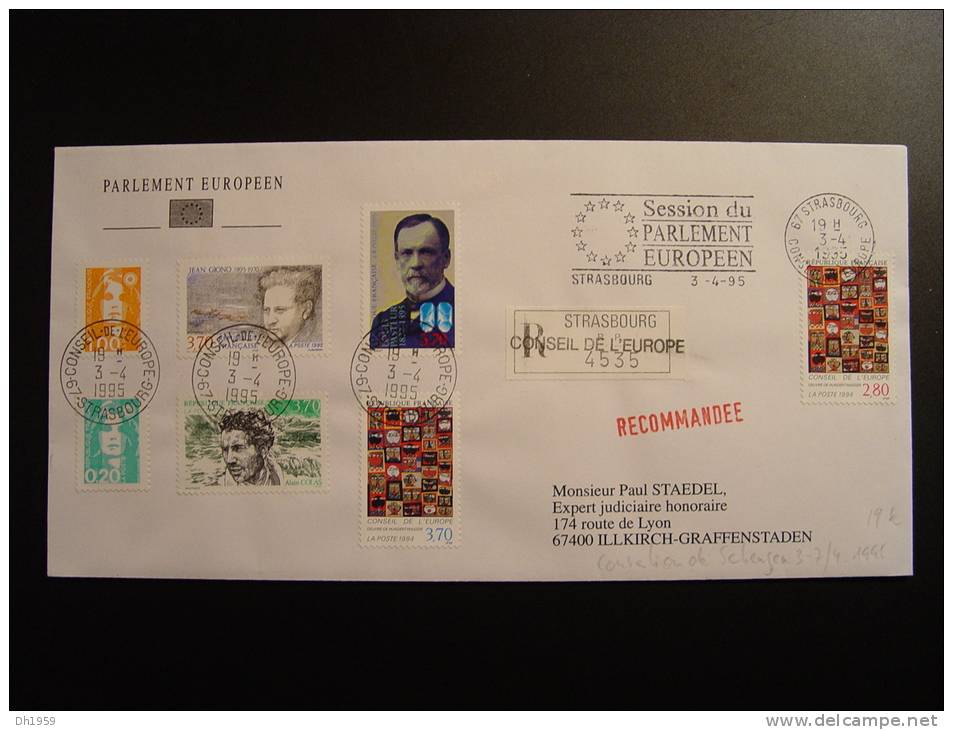 CONVENTION DE SCHENGEN RFA BELGIQUE ESPAGNE FRANCE LUXEMBOURG PORTUGAL PAYS-BAS CONSEIL EUROPE 3.4. 1995 FDC - Covers & Documents