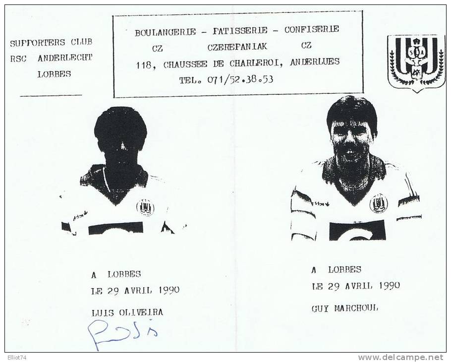 RSC ANDERLECHT - AUTOGRAPHE AUTHENTIQUE LUIS OLIVEIRA 1990 - Autógrafos