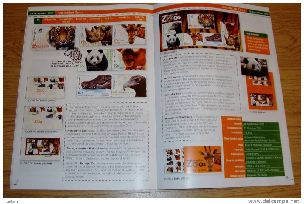 Stamp Bulletin Australia 318 Septembre-octobre 2012 Road Trip Australia Australian Zoos - Englisch (ab 1941)