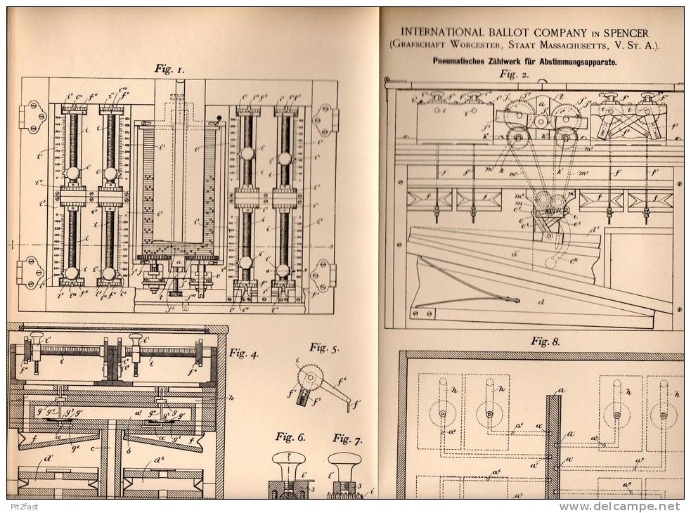 Original Patentschrift- Int. Ballot Company In Spencer , Worcester ,1895, Apparat Vote , Republican , Democrat , Senator - Tools