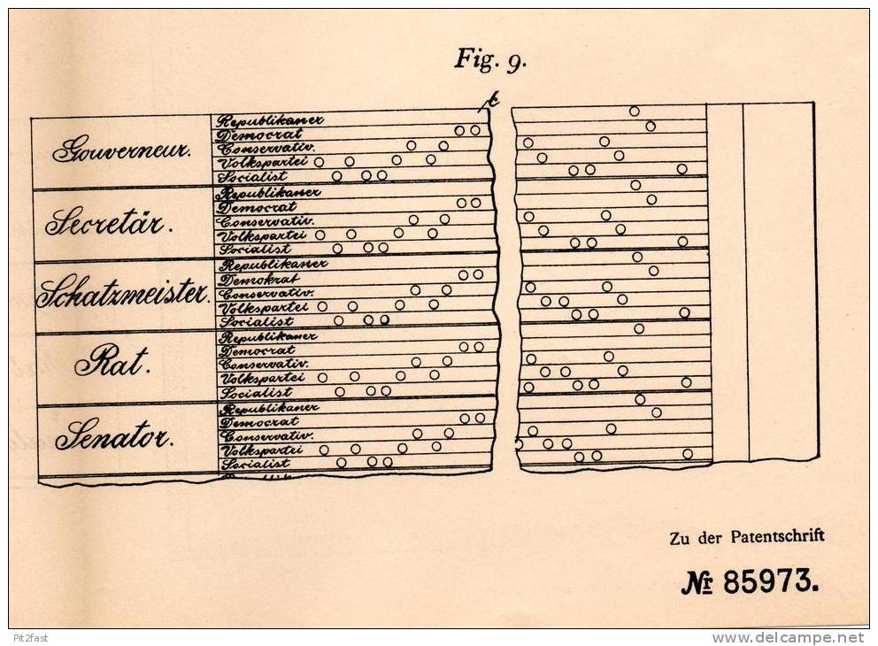 Original Patentschrift- Int. Ballot Company In Spencer , Worcester ,1895, Apparat Vote , Republican , Democrat , Senator - Tools