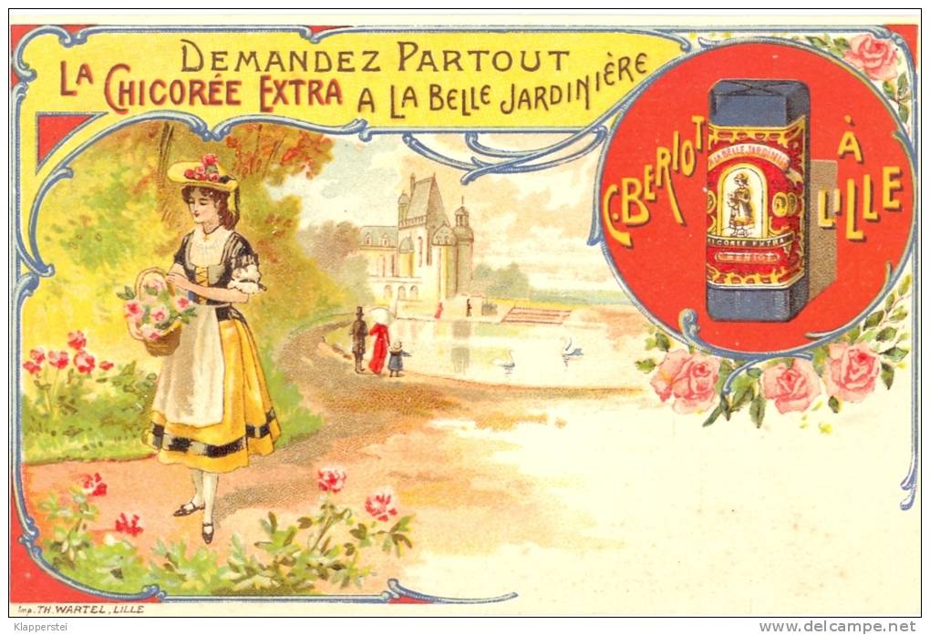 59 - Nord - Litho Couleur. Chicorée Extra Belle Jardinière, C. Bériot à Lille (fond Rouge) - Other & Unclassified