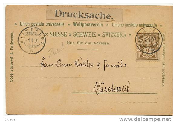 Gruss Aus Hinteregg Litho Hanz Hoppeler 1072, Post, Gasthof Sternen Timbrée 1901 - Egg