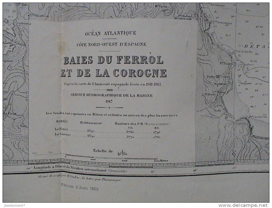 ESPAGNE - CARTE MARINE. - . BAIE DU FERROL ET DE LA COROGNE. - Nautical Charts