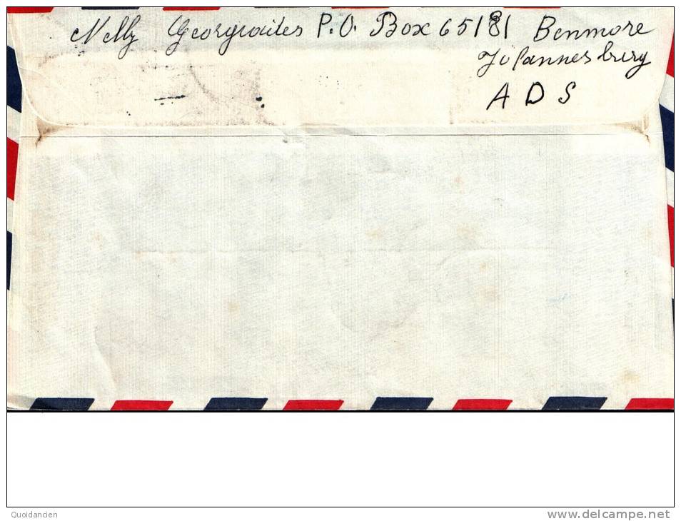 Enveloppe  13/06/1972  -  JOHANNESBURG  -  Timbre RSA Mouton  -  M.  PLAISANT  à  GOURNAY EN BRAY - Posta Aerea