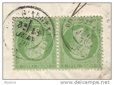 - Lettre - LOIRE - BOURG ARGENTAL - Càd T.17 S/Paire TP N°21 - 1870 - 1862 Napoléon III.