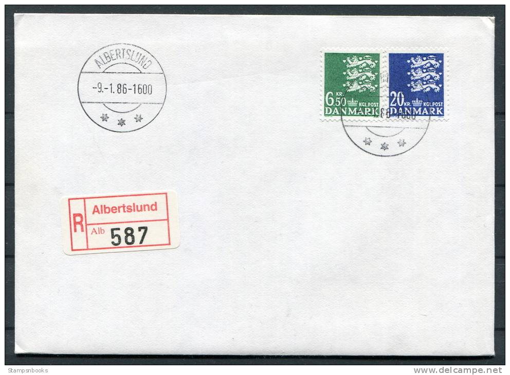 1986 Denmark Albertsund Small National Coat Of Arms Definatives 6.5kr &amp; 20kr Registered FDC - FDC