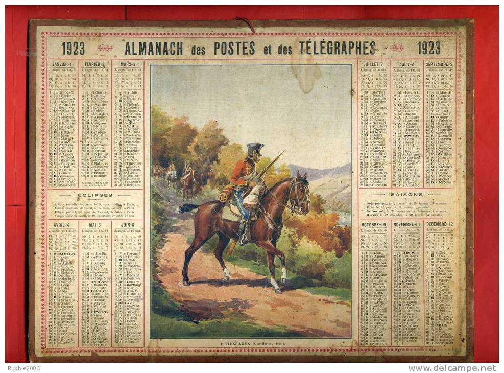 ALMANACH DES POSTES ET TELEGRAPHES 1923 HUSSARDS CONFLANS 1806 - Grand Format : 1921-40