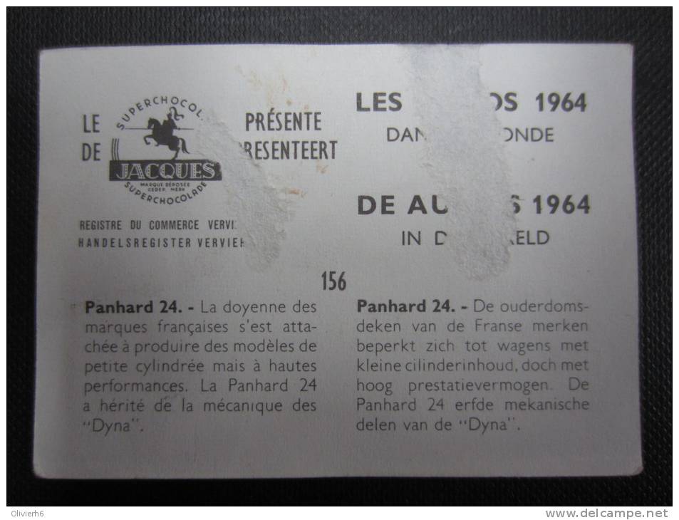 CHROMO (M33) LES AUTOS 1964 Dans Le Monde (2 Vues) N°156 Panhard 24 Chocolat Jacques - Jacques