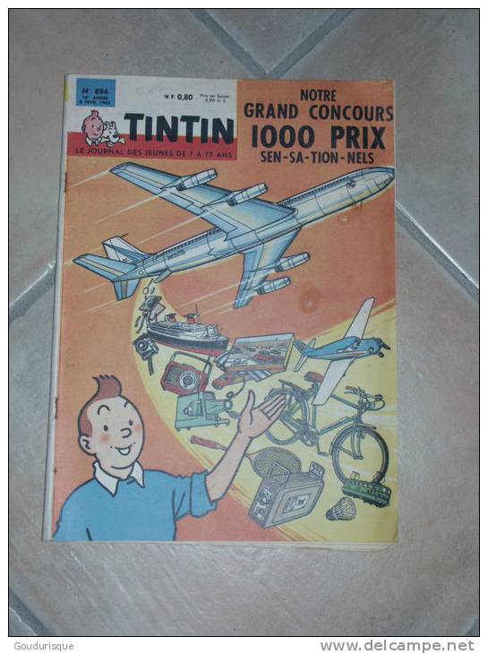 TINTIN JOURNAL DE TINTIN  N°694 ILLUSTRATION COUVERTURE   HERGE - Tintin