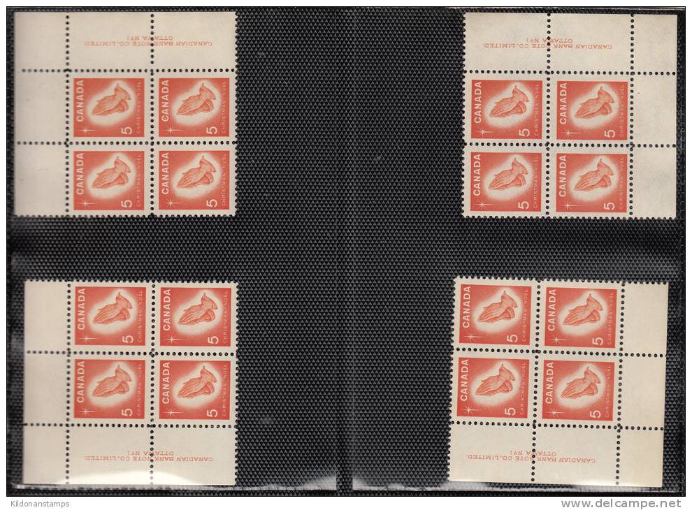 Canada 1966 Corner Plate Blocks, Plates #1,2,3, Mint No Hinge (see Desc), Sc# 451-452 - Nuevos