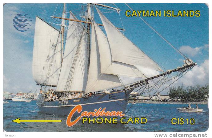 Cayman Islands, CAY-8B, Sailing Ship, 2 Scans.  8CCIB - Kaimaninseln (Cayman I.)