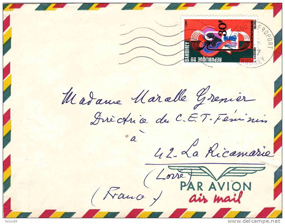 ENVELOPPE PAR AVION REPUBLIQUE DU DAHOMEY  POUR LA FRANCE - Covers & Documents