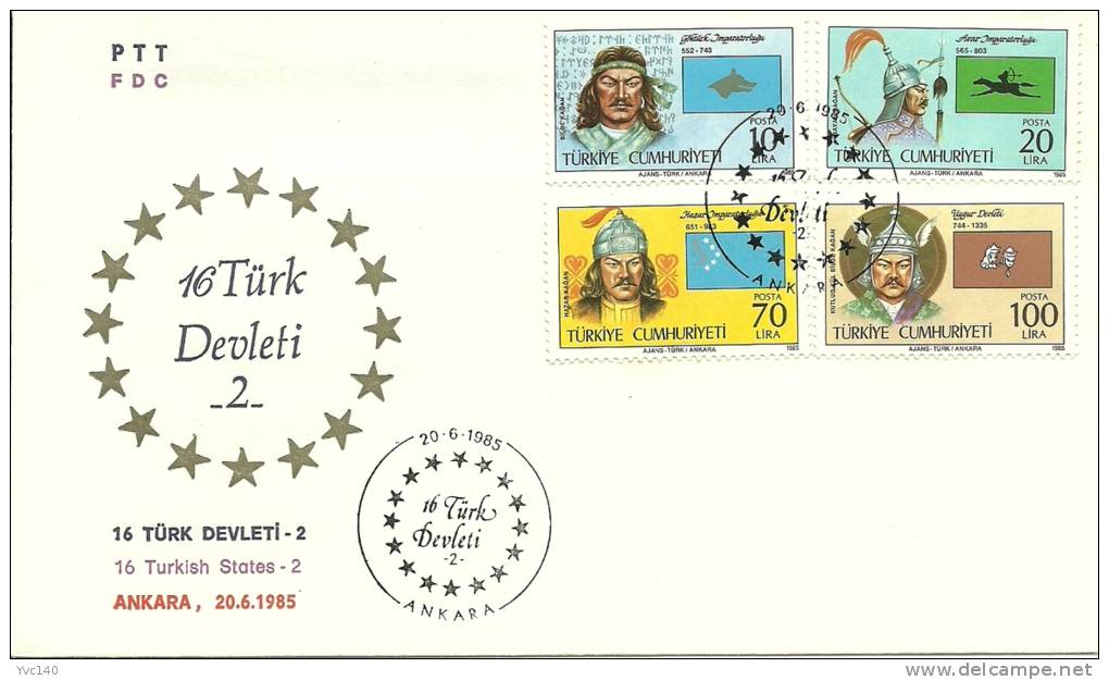 Turkey; FDC 1985 Turkish States In History (2nd Series) - FDC